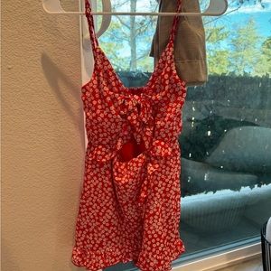 Hello Molly red floral jumpsuit play suit size xs